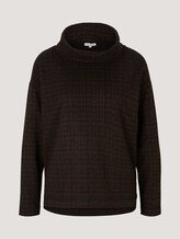 Patterned sweatshirt with a turtleneck - Women - black brown structure check Patterned sweatshirt with a turtleneck - Women - black brown structure check - 7 - TOM TAILOR