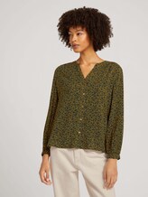 Patterned Henley blouse - Women - green shades floral design Patterned Henley blouse - Women - green shades floral design - 1 - TOM TAILOR