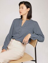 Patterned blouse with TENCEL ™ modal - Women - blue geometrical design Patterned blouse with TENCEL ™ modal - Women - blue geometrical design - 5 - TOM TAILOR