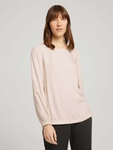 Melierte Bluse mit Tunnelzug - Frauen - cold beige melange Melierte Bluse mit Tunnelzug - Frauen - cold beige melange - 1 - TOM TAILOR