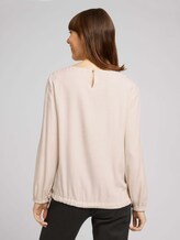 Melierte Bluse mit Tunnelzug - Frauen - cold beige melange Melierte Bluse mit Tunnelzug - Frauen - cold beige melange - 2 - TOM TAILOR