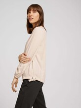 Melierte Bluse mit Tunnelzug - Frauen - cold beige melange Melierte Bluse mit Tunnelzug - Frauen - cold beige melange - 5 - TOM TAILOR