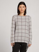 Gemustertes Shirt mit Tunnelzug - Frauen - grey melange check Gemustertes Shirt mit Tunnelzug - Frauen - grey melange check - 1 - TOM TAILOR