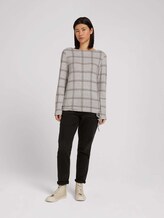 Gemustertes Shirt mit Tunnelzug - Frauen - grey melange check Gemustertes Shirt mit Tunnelzug - Frauen - grey melange check - 3 - TOM TAILOR