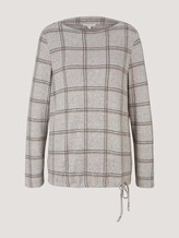 Gemustertes Shirt mit Tunnelzug - Frauen - grey melange check Gemustertes Shirt mit Tunnelzug - Frauen - grey melange check - 7 - TOM TAILOR
