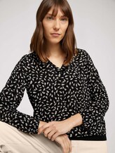 Bluse mit Rippbündchen - Frauen - black leaf design Bluse mit Rippbündchen - Frauen - black leaf design - 5 - TOM TAILOR