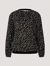 Bluse mit Rippbündchen - Frauen - black leaf design Bluse mit Rippbündchen - Frauen - black leaf design - 7 - TOM TAILOR