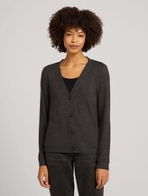 Fine cardigan with a V-neckline - Women - shady grey melange Fine cardigan with a V-neckline - Women - shady grey melange - 1 - TOM TAILOR
