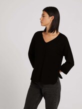 Shirt im Materialmix mit TENCEL™ Modal - Frauen - deep black Shirt im Materialmix mit TENCEL™ Modal - Frauen - deep black - 5 - TOM TAILOR