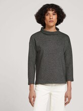 Rollkragen Sweatshirt im Loose Fit - Frauen - black white structure Rollkragen Sweatshirt im Loose Fit - Frauen - black white structure - 1 - TOM TAILOR