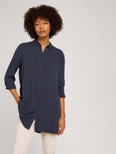 Long blouse with concealed button tab - Women - dark graphite blue Long blouse with concealed button tab - Women - dark graphite blue - 5 - Mine to five