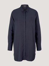 Long blouse with concealed button tab - Women - dark graphite blue Long blouse with concealed button tab - Women - dark graphite blue - 7 - Mine to five