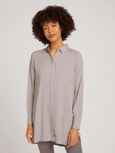 Lange Bluse mit verdeckter Knopfleiste - Frauen - cold beige Lange Bluse mit verdeckter Knopfleiste - Frauen - cold beige - 1 - Mine to five