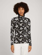 Rollkragenshirt mit Modal - Frauen - black beige flower design Rollkragenshirt mit Modal - Frauen - black beige flower design - 1 - Mine to five