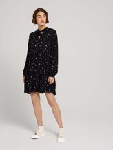 Midi Kleid mit Faltenlegung und Schleife - Frauen - black minimal print Midi Kleid mit Faltenlegung und Schleife - Frauen - black minimal print - 3 - TOM TAILOR Denim