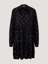 Midi Kleid mit Faltenlegung und Schleife - Frauen - black minimal print Midi Kleid mit Faltenlegung und Schleife - Frauen - black minimal print - 7 - TOM TAILOR Denim