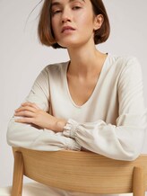 Blouse with LENZING™ ECOVERO™ - Women - cold beige Blouse with LENZING™ ECOVERO™ - Women - cold beige - 9 - TOM TAILOR Denim