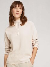 Kordelzug Pullover mit Bio-Baumwolle - Frauen - cold beige Kordelzug Pullover mit Bio-Baumwolle - Frauen - cold beige - 5 - TOM TAILOR