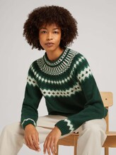 Gemusterter Strickpullover - Frauen - dark pine green melange Gemusterter Strickpullover - Frauen - dark pine green melange - 5 - TOM TAILOR