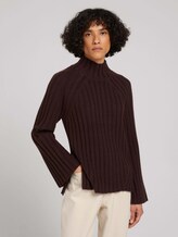 Melierter Pullover mit Seitenschlitzen - Frauen - java dark brown melange Melierter Pullover mit Seitenschlitzen - Frauen - java dark brown melange - 1 - TOM TAILOR