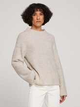 Melierter Pullover mit Stehkragen - Frauen - cold beige melange Melierter Pullover mit Stehkragen - Frauen - cold beige melange - 1 - TOM TAILOR