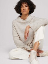 Melierter Pullover mit Stehkragen - Frauen - cold beige melange Melierter Pullover mit Stehkragen - Frauen - cold beige melange - 5 - TOM TAILOR