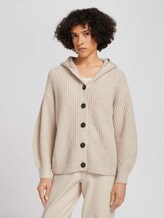 Kurzer Cardigan mit Kapuze - Frauen - cold beige melange Kurzer Cardigan mit Kapuze - Frauen - cold beige melange - 1 - TOM TAILOR
