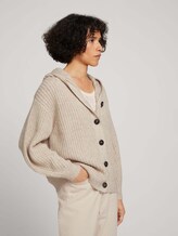 Kurzer Cardigan mit Kapuze - Frauen - cold beige melange Kurzer Cardigan mit Kapuze - Frauen - cold beige melange - 5 - TOM TAILOR