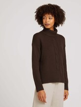 Rollkragenpullover mit Zopfmuster - Frauen - java dark brown Rollkragenpullover mit Zopfmuster - Frauen - java dark brown - 1 - TOM TAILOR
