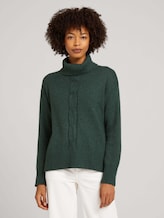 Rollkragenpullover mit Zopfmuster - Frauen - dark pine green melange Rollkragenpullover mit Zopfmuster - Frauen - dark pine green melange - 1 - TOM TAILOR