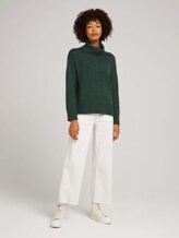 Rollkragenpullover mit Zopfmuster - Frauen - dark pine green melange Rollkragenpullover mit Zopfmuster - Frauen - dark pine green melange - 3 - TOM TAILOR