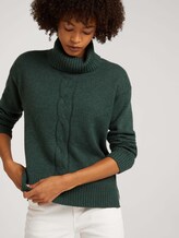 Rollkragenpullover mit Zopfmuster - Frauen - dark pine green melange Rollkragenpullover mit Zopfmuster - Frauen - dark pine green melange - 5 - TOM TAILOR