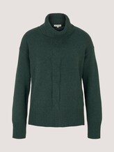 Rollkragenpullover mit Zopfmuster - Frauen - dark pine green melange Rollkragenpullover mit Zopfmuster - Frauen - dark pine green melange - 7 - TOM TAILOR
