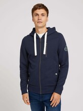Sweatshirt jacket with a hood and drawstring - Men - Sky Captain Blue Sweatshirt jacket with a hood and drawstring - Men - Sky Captain Blue - 1 - TOM TAILOR