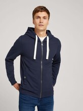 Sweatshirt jacket with a hood and drawstring - Men - Sky Captain Blue Sweatshirt jacket with a hood and drawstring - Men - Sky Captain Blue - 5 - TOM TAILOR