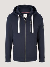Sweatshirt jacket with a hood and drawstring - Men - Sky Captain Blue Sweatshirt jacket with a hood and drawstring - Men - Sky Captain Blue - 7 - TOM TAILOR