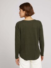 Pullover mit U-Boot Ausschnitt - Frauen - Golden Olive Green Melange Pullover mit U-Boot Ausschnitt - Frauen - Golden Olive Green Melange - 2 - TOM TAILOR Denim