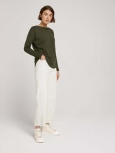Pullover mit U-Boot Ausschnitt - Frauen - Golden Olive Green Melange Pullover mit U-Boot Ausschnitt - Frauen - Golden Olive Green Melange - 3 - TOM TAILOR Denim