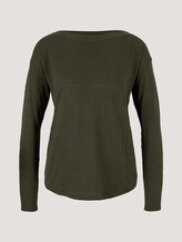 Pullover mit U-Boot Ausschnitt - Frauen - Golden Olive Green Melange Pullover mit U-Boot Ausschnitt - Frauen - Golden Olive Green Melange - 7 - TOM TAILOR Denim