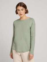 Pullover mit U-Boot Ausschnitt - Frauen - soft greyish green melange Pullover mit U-Boot Ausschnitt - Frauen - soft greyish green melange - 1 - TOM TAILOR Denim