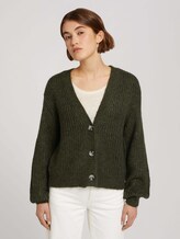 Cardigan aus groben Ripp mit Knopfleiste - Frauen - Golden Olive Green Melange Cardigan aus groben Ripp mit Knopfleiste - Frauen - Golden Olive Green Melange - 1 - TOM TAILOR Denim