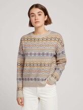 Strickpullover mit recyceltem Polyester - Frauen - camel fair isle Strickpullover mit recyceltem Polyester - Frauen - camel fair isle - 1 - TOM TAILOR Denim