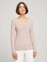 Langarmshirt mit V-Ausschnitt - Frauen - cold beige Langarmshirt mit V-Ausschnitt - Frauen - cold beige - 1 - TOM TAILOR Denim