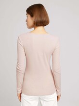 Langarmshirt mit V-Ausschnitt - Frauen - cold beige Langarmshirt mit V-Ausschnitt - Frauen - cold beige - 2 - TOM TAILOR Denim