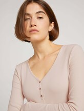 Langarmshirt mit V-Ausschnitt - Frauen - cold beige Langarmshirt mit V-Ausschnitt - Frauen - cold beige - 9 - TOM TAILOR Denim