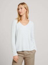 Long-sleeved shirt with a V-neckline - Women - grey mint melange Long-sleeved shirt with a V-neckline - Women - grey mint melange - 1 - TOM TAILOR Denim