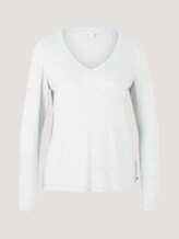 Long-sleeved shirt with a V-neckline - Women - grey mint melange Long-sleeved shirt with a V-neckline - Women - grey mint melange - 7 - TOM TAILOR Denim