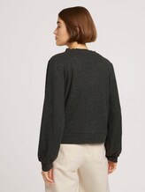 Ribbed cardigan with balloon sleeves - Women - Shale Grey Melange Ribbed cardigan with balloon sleeves - Women - Shale Grey Melange - 2 - TOM TAILOR Denim