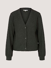 Ribbed cardigan with balloon sleeves - Women - Shale Grey Melange Ribbed cardigan with balloon sleeves - Women - Shale Grey Melange - 7 - TOM TAILOR Denim