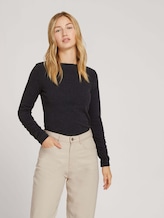 Long-sleeved shirt with a submarine collar - Women - Shale Grey Melange Long-sleeved shirt with a submarine collar - Women - Shale Grey Melange - 5 - TOM TAILOR Denim